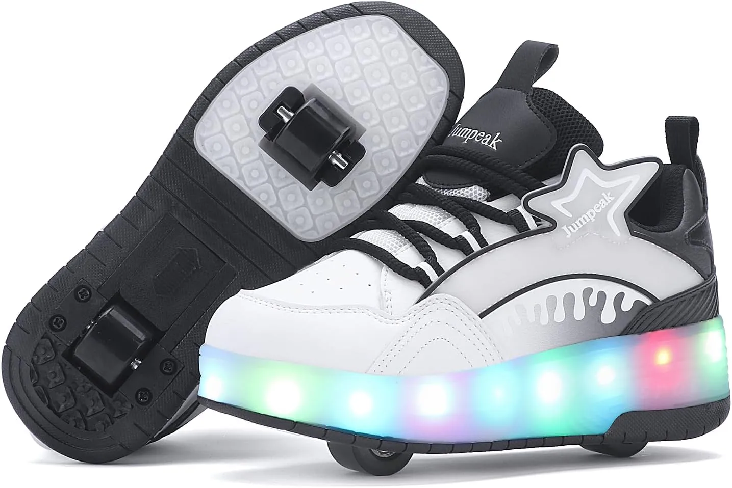 Roller Shoes with 16 LED Combinations for Girls Boys Roller Sneakers with 2-Wheels USB Rechargeable for Christmas Birthday Children Party Show Gift