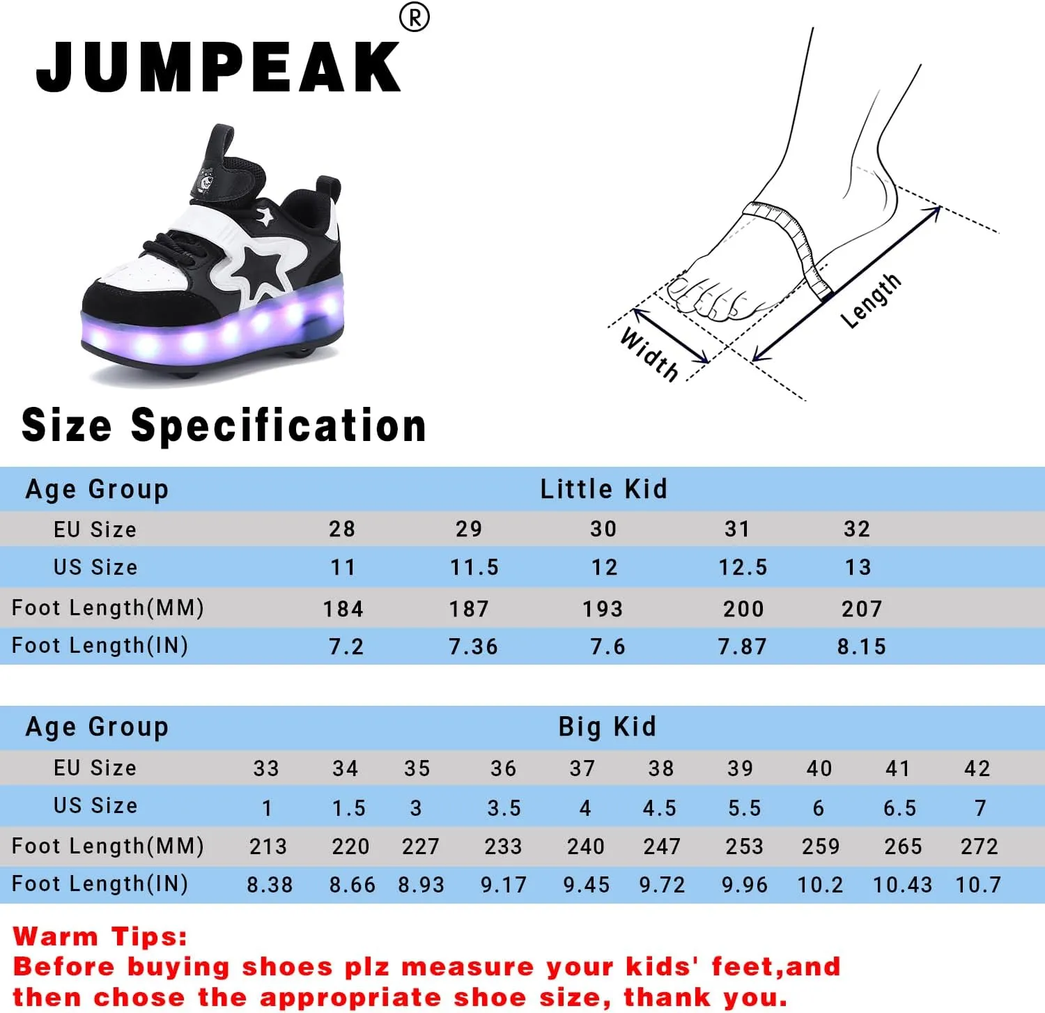 Roller Shoes with 16 LED Combinations for Girls Boys Roller Sneakers with 4-Wheels USB Rechargeable for Christmas Birthday Children Party Show Gift