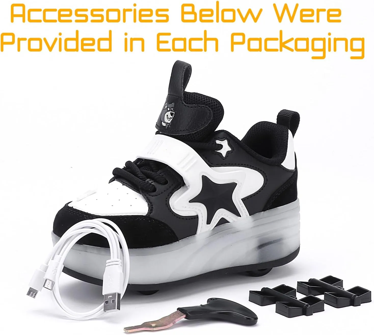 Roller Shoes with 16 LED Combinations for Girls Boys Roller Sneakers with 4-Wheels USB Rechargeable for Christmas Birthday Children Party Show Gift