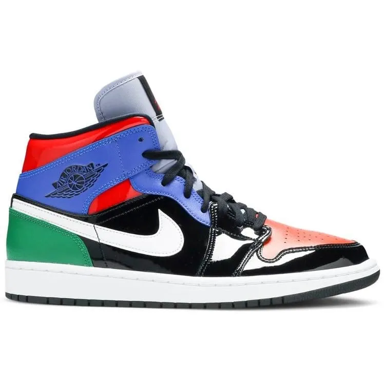 running in a roundabout area shoes lateral - support - stability shoes Air Jordan 1 Mid Multi Patent (W)