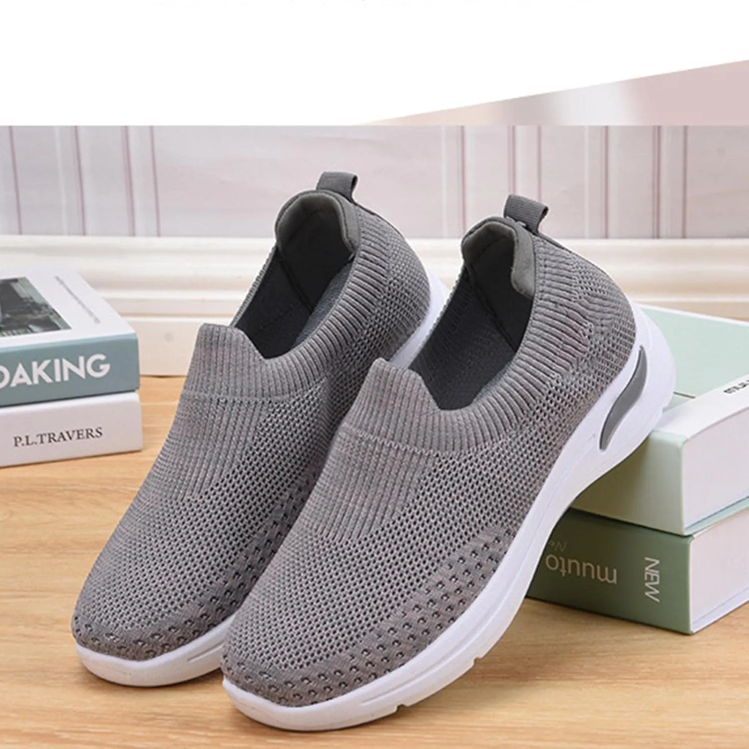 Running Shoes for Women Walking, Womens Slip Shoes, Casual Tennis Sneakers, Girls Soft Slip Breathable Shoes, Anti Skid Girls Lightweight Sneakers for Rowing, Driving and Walking