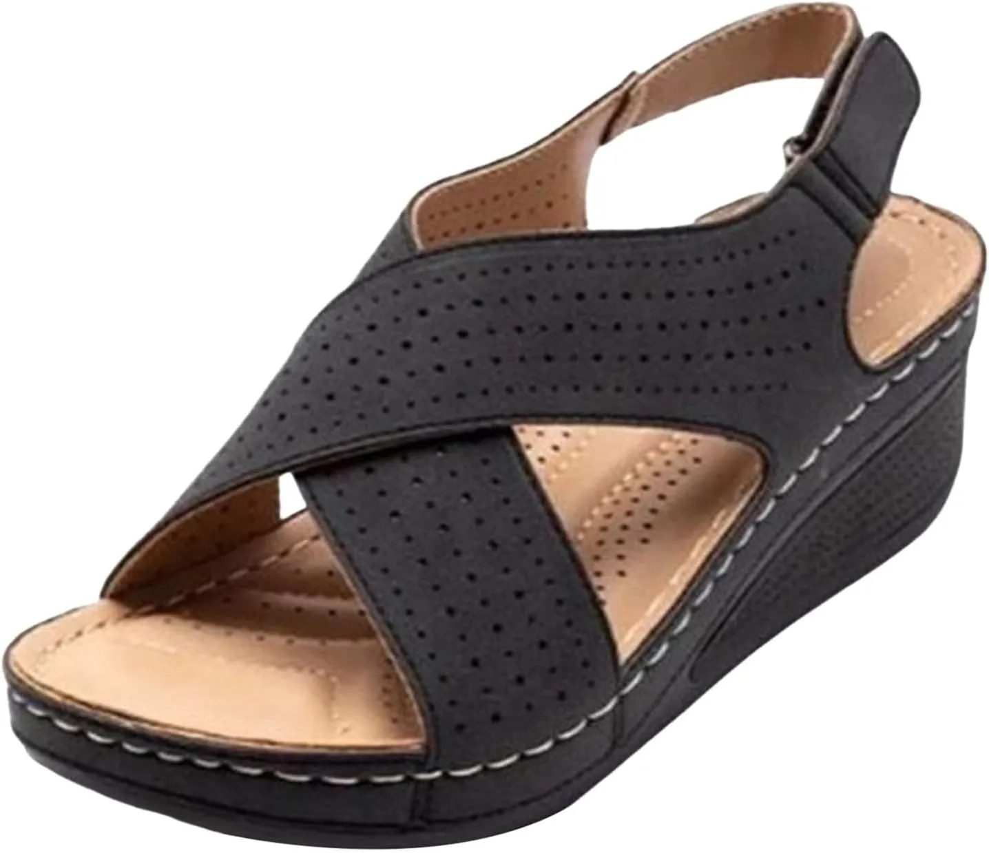 Sandals Women's Shoes Plantar Fasciitis Comfort Wedge Open Toe Ankle Strap Wide Fit Cushion Sandals Women