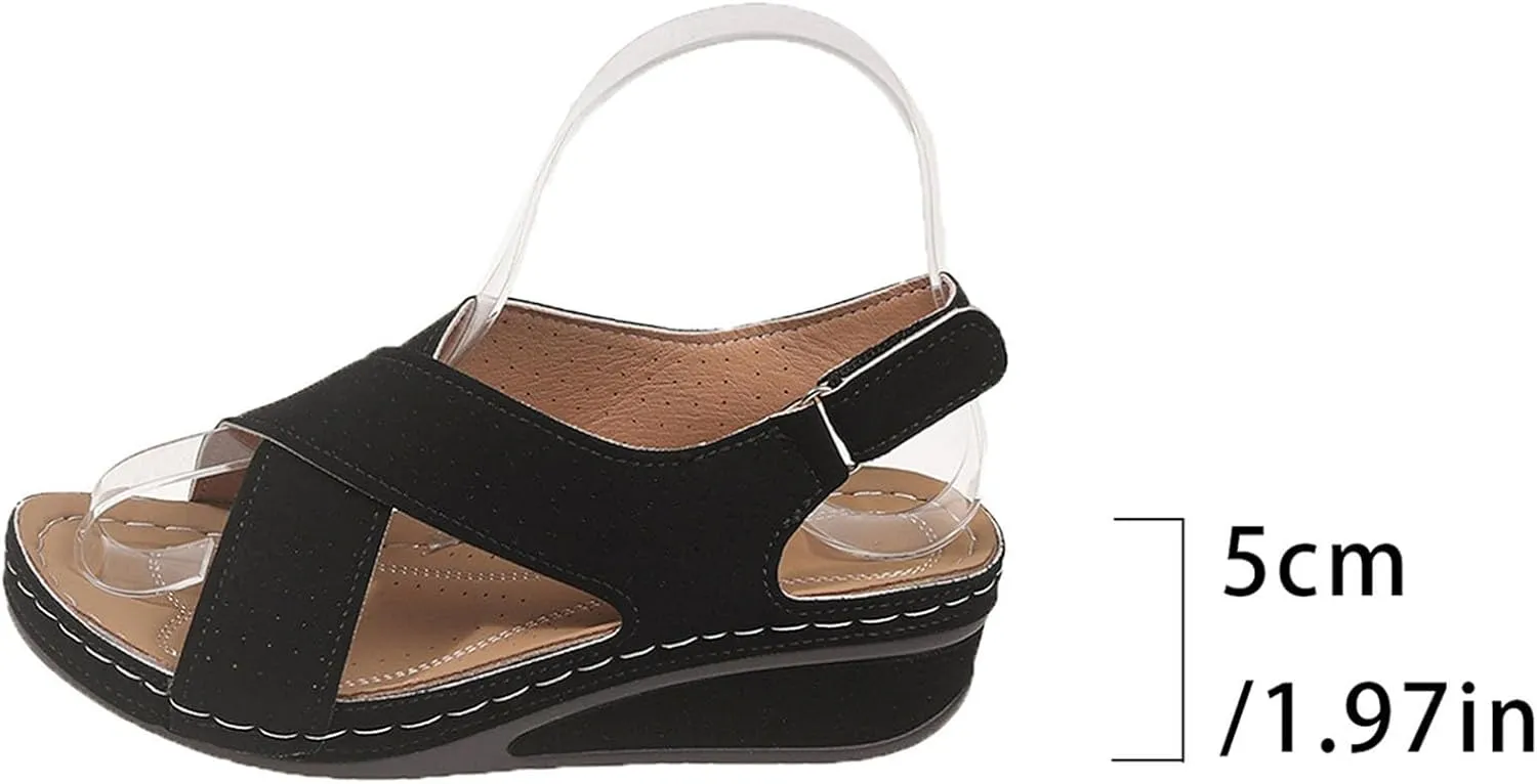 Sandals Women's Shoes Plantar Fasciitis Comfort Wedge Open Toe Ankle Strap Wide Fit Cushion Sandals Women