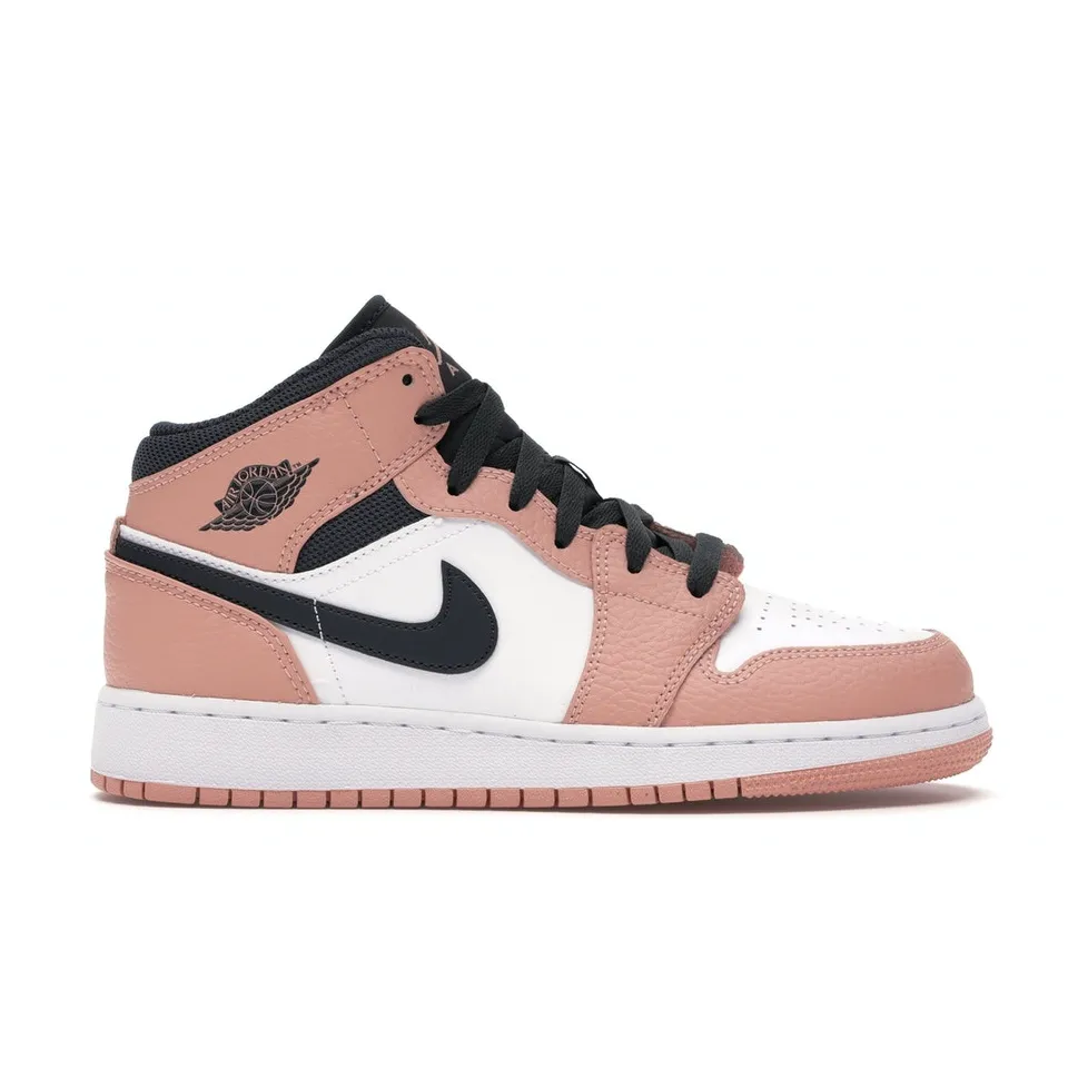 marathoning footwear anti - friction lining Jordan 1 Mid Pink Quartz (GS)