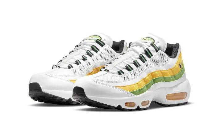 Air Max 95 Essential White Green Apple Tour Yellow Flexible Grip Zone Comfort Motion