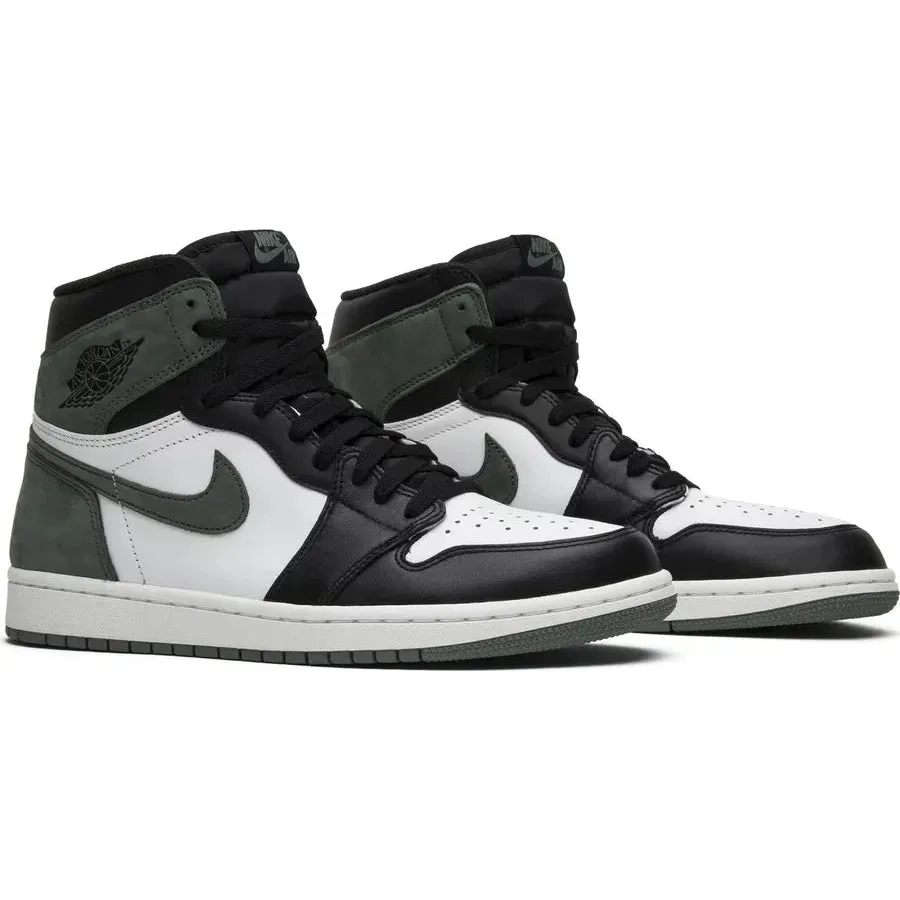 Jordan 1 Retro High Clay Green running in forest running alone shoes