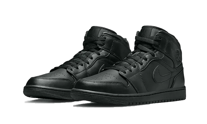 Lace Up Air Jordan 1 Mid Triple Black (2022)