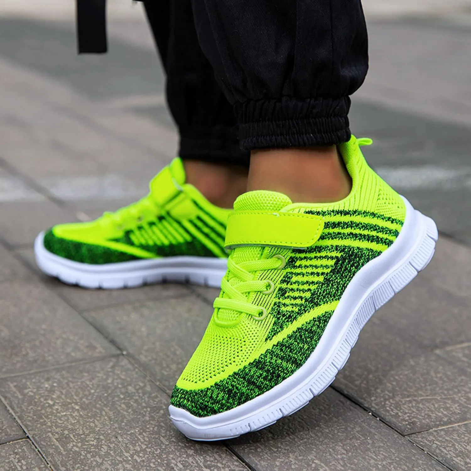 Sneakers for Girl Mesh Kids Breathable Tennis Walking Non-Slip Hook and Loop Athletic Lightweight Running Shoes Outdoor Sport