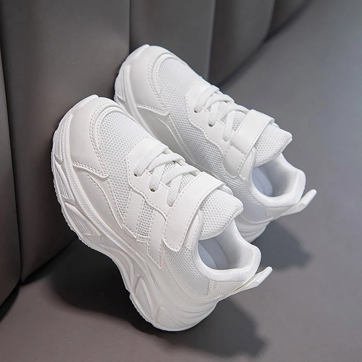 Sneakers for Girls Breathable Mesh Lightweight Running Shoes with Hook and Loop Kids Comforable Casual Walking Shoes