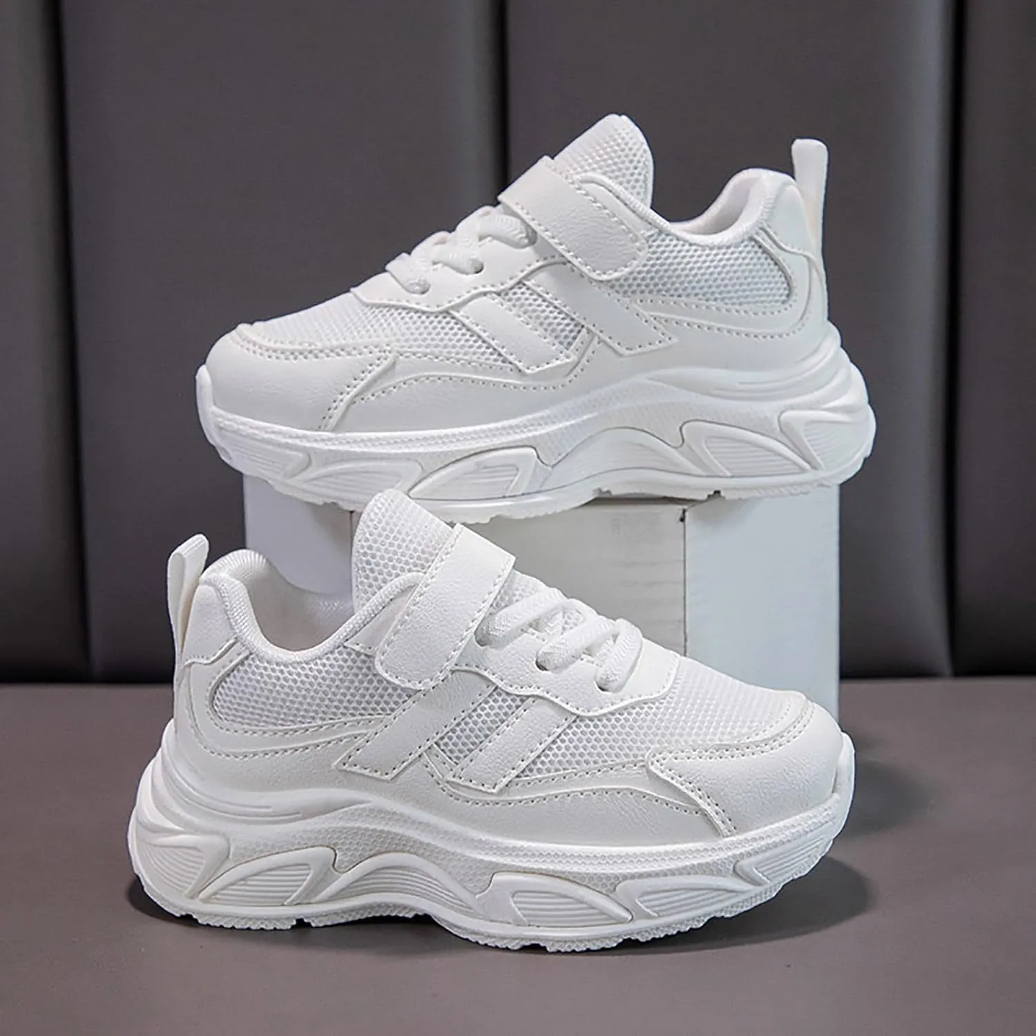 Sneakers for Girls Breathable Mesh Lightweight Running Shoes with Hook and Loop Kids Comforable Casual Walking Shoes