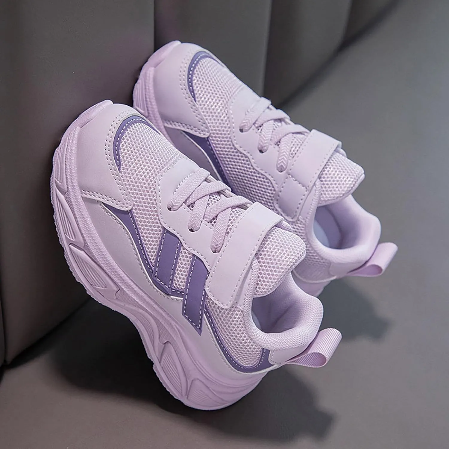 Sneakers for Girls Breathable Mesh Lightweight Running Shoes with Hook and Loop Kids Comforable Casual Walking Shoes