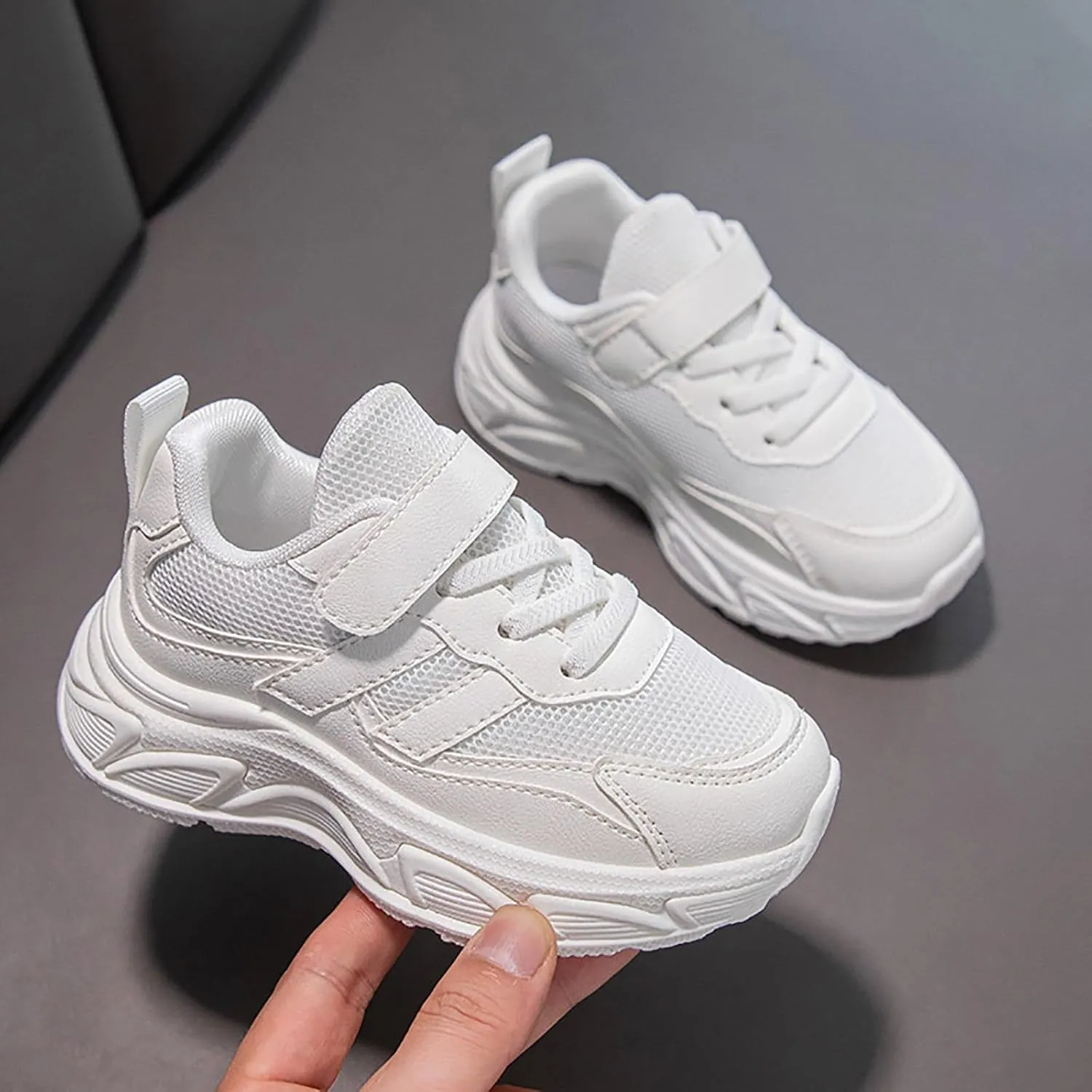 Sneakers for Girls Breathable Mesh Lightweight Running Shoes with Hook and Loop Kids Comforable Casual Walking Shoes