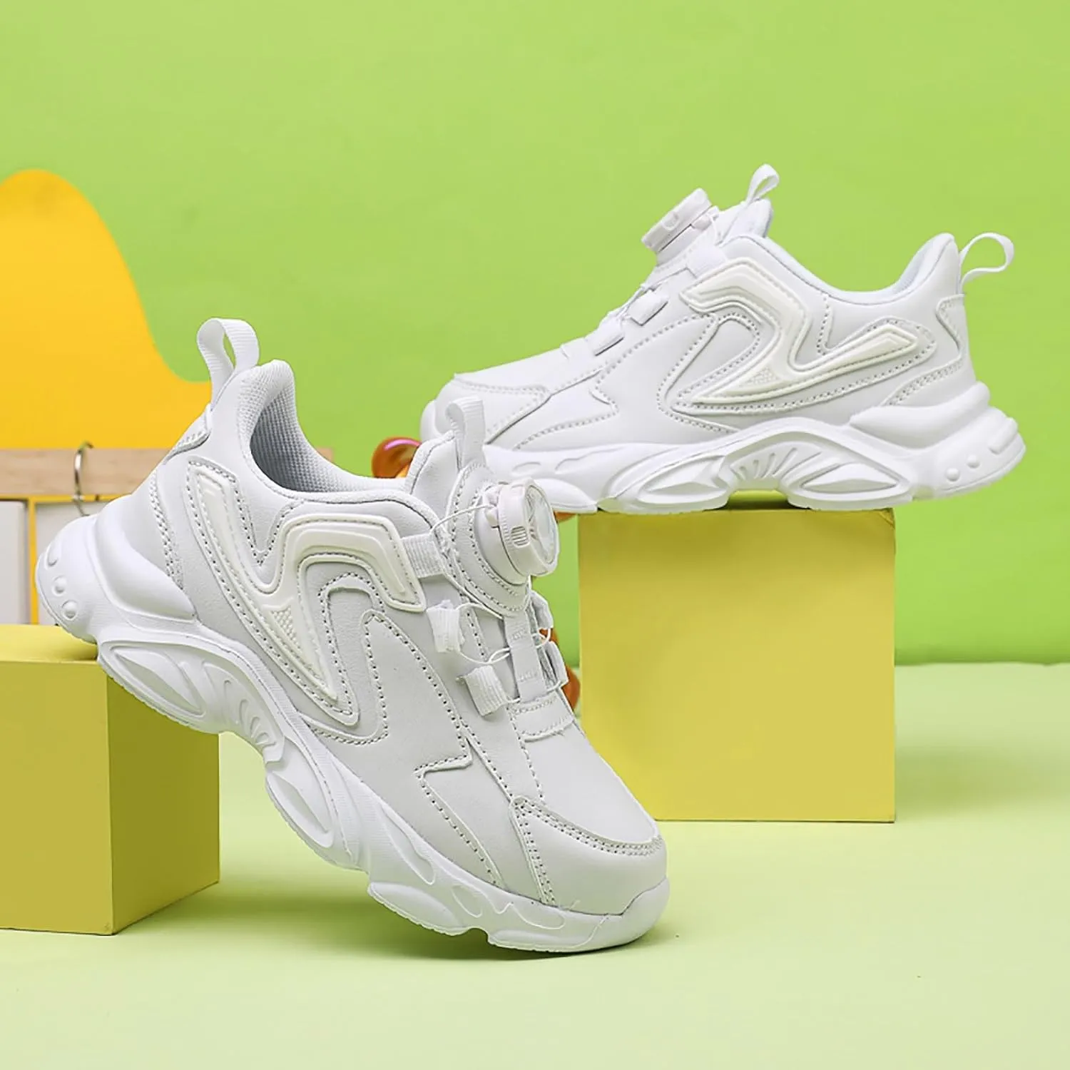 Sneakers for Girls Breathable Running Shoes Kids Lace Up Thick Sole Comfortable Sports Lightweight Casual Walking Sneakers