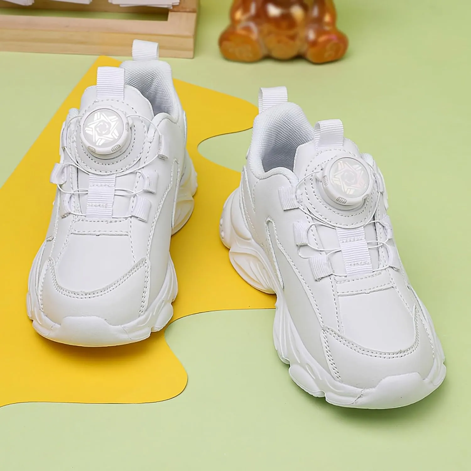 Sneakers for Girls Breathable Running Shoes Kids Lace Up Thick Sole Comfortable Sports Lightweight Casual Walking Sneakers
