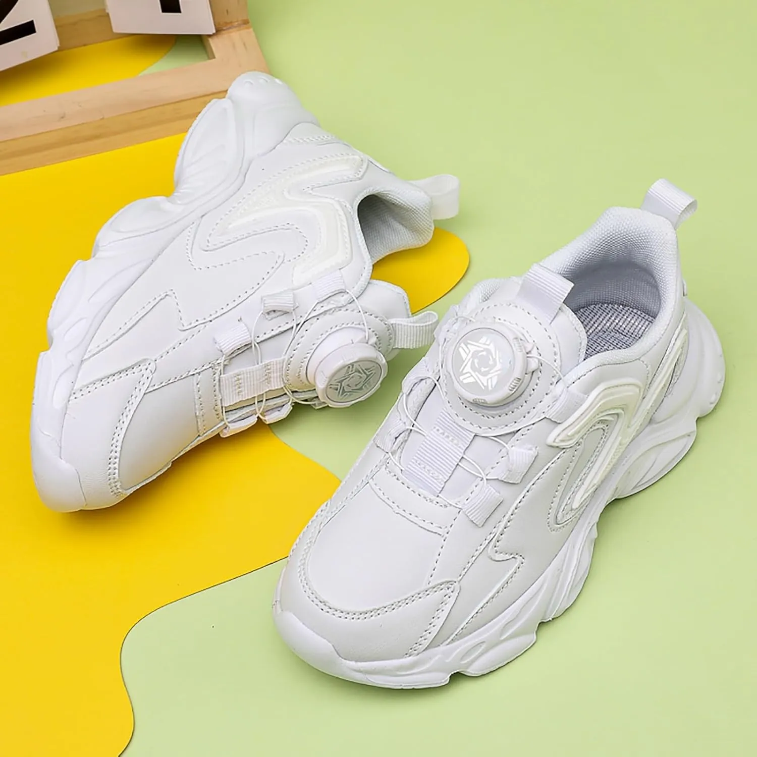 Sneakers for Girls Breathable Running Shoes Kids Lace Up Thick Sole Comfortable Sports Lightweight Casual Walking Sneakers