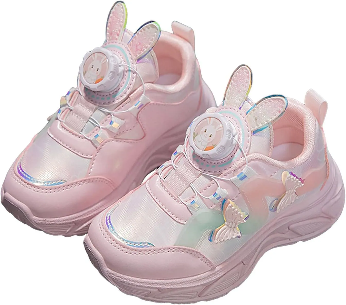 Sneakers for Girls Cute Rabbit Breathable Mesh Lightweight Running Shoes Kids Lace Up Comforable Casual Walking Shoes