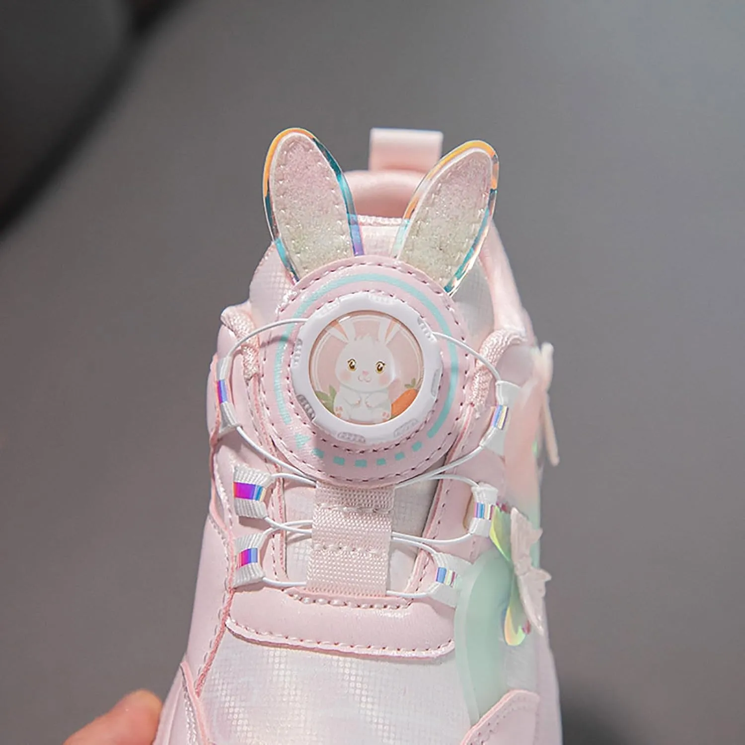 Sneakers for Girls Cute Rabbit Breathable Mesh Lightweight Running Shoes Kids Lace Up Comforable Casual Walking Shoes
