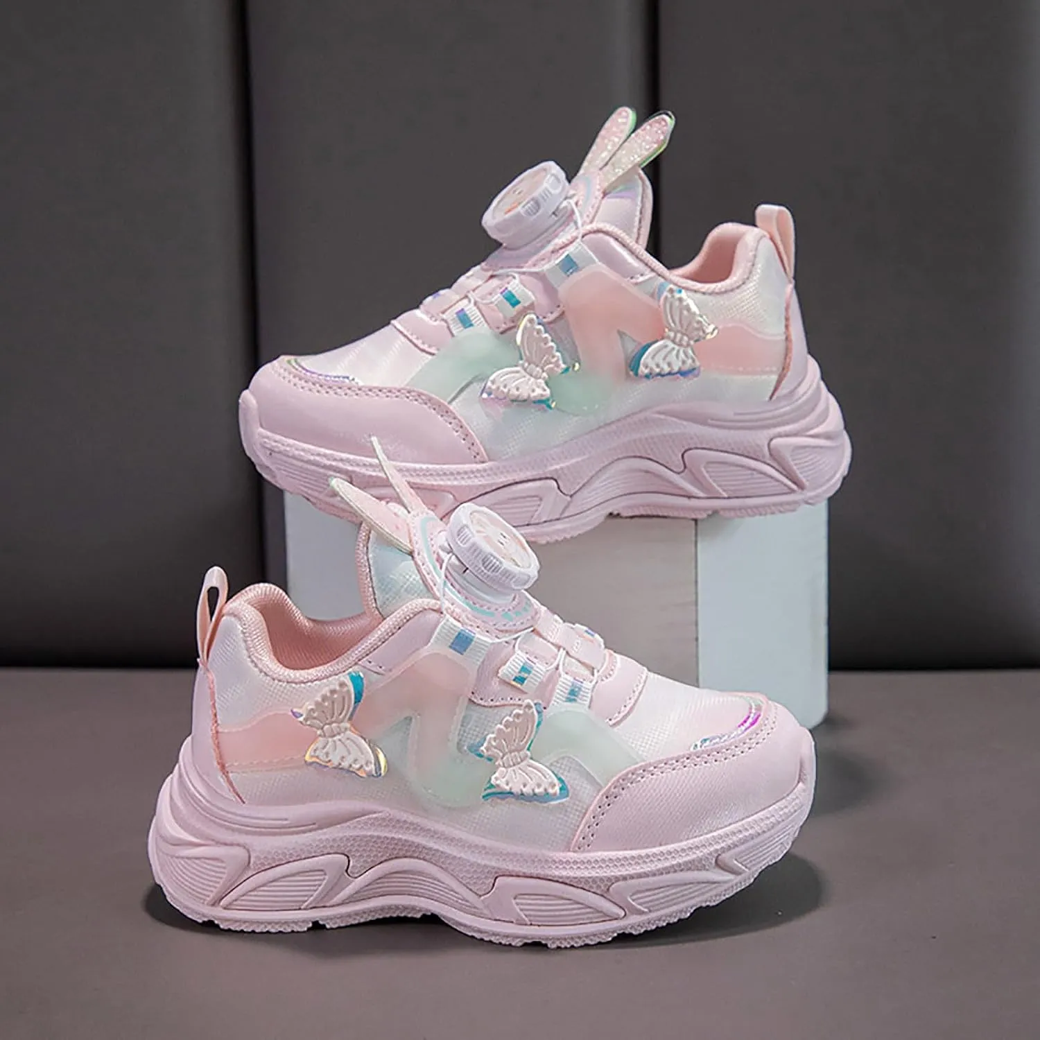 Sneakers for Girls Cute Rabbit Breathable Mesh Lightweight Running Shoes Kids Lace Up Comforable Casual Walking Shoes