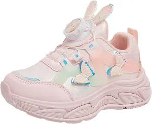 Sneakers for Girls Cute Rabbit Breathable Mesh Lightweight Running Shoes Kids Lace Up Comforable Casual Walking Shoes