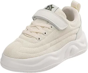 Sneakers for Girls Hook and Loop Lightweight Running Shoes Lace up Breathable Mesh Thick Sole Comfortable Sports Sneakers