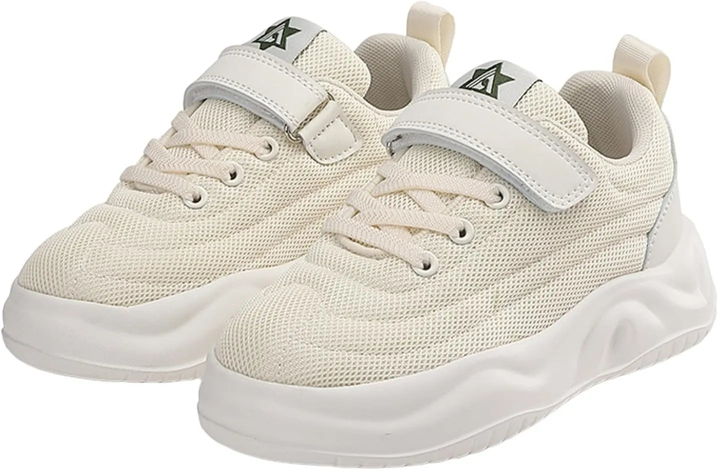 Sneakers for Girls Hook and Loop Lightweight Running Shoes Lace up Breathable Mesh Thick Sole Comfortable Sports Sneakers