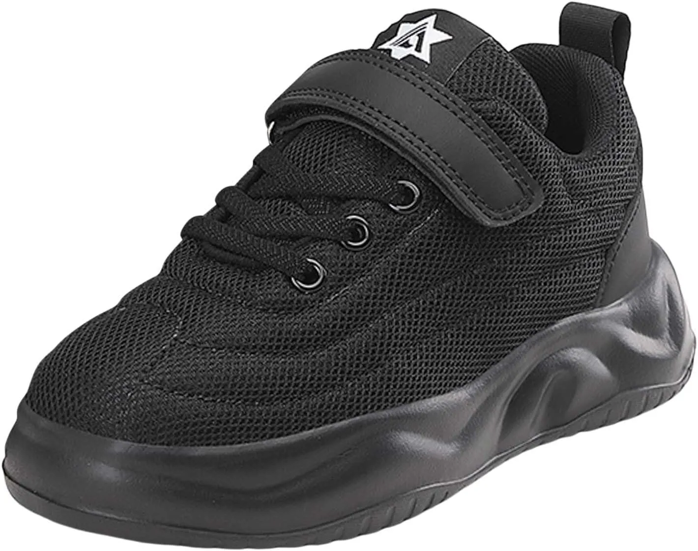 Sneakers for Girls Hook and Loop Lightweight Running Shoes Lace up Breathable Mesh Thick Sole Comfortable Sports Sneakers