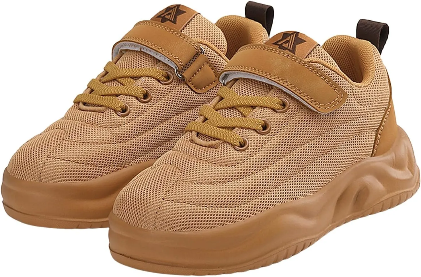 Sneakers for Girls Hook and Loop Lightweight Running Shoes Lace up Breathable Mesh Thick Sole Comfortable Sports Sneakers