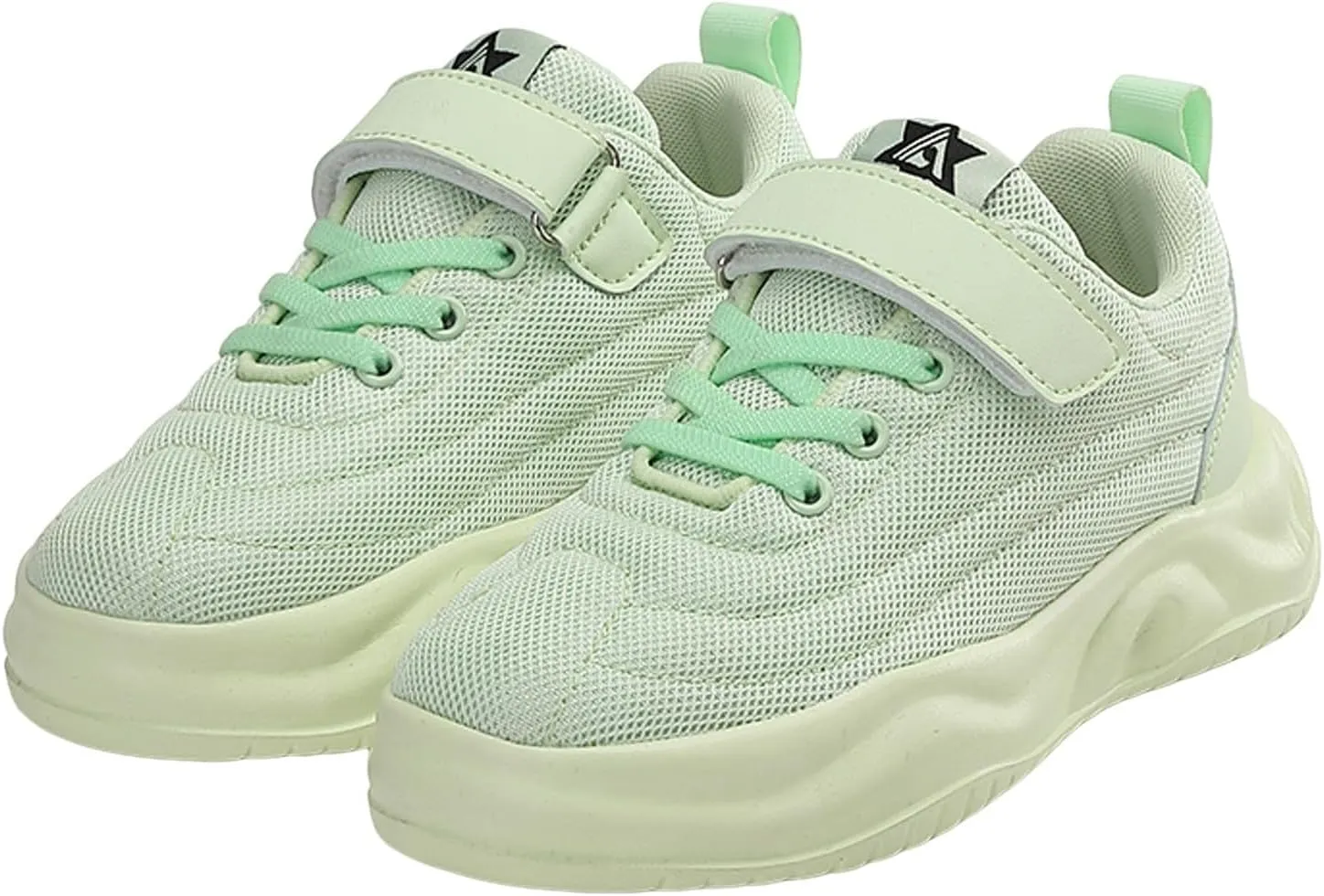 Sneakers for Girls Hook and Loop Lightweight Running Shoes Lace up Breathable Mesh Thick Sole Comfortable Sports Sneakers