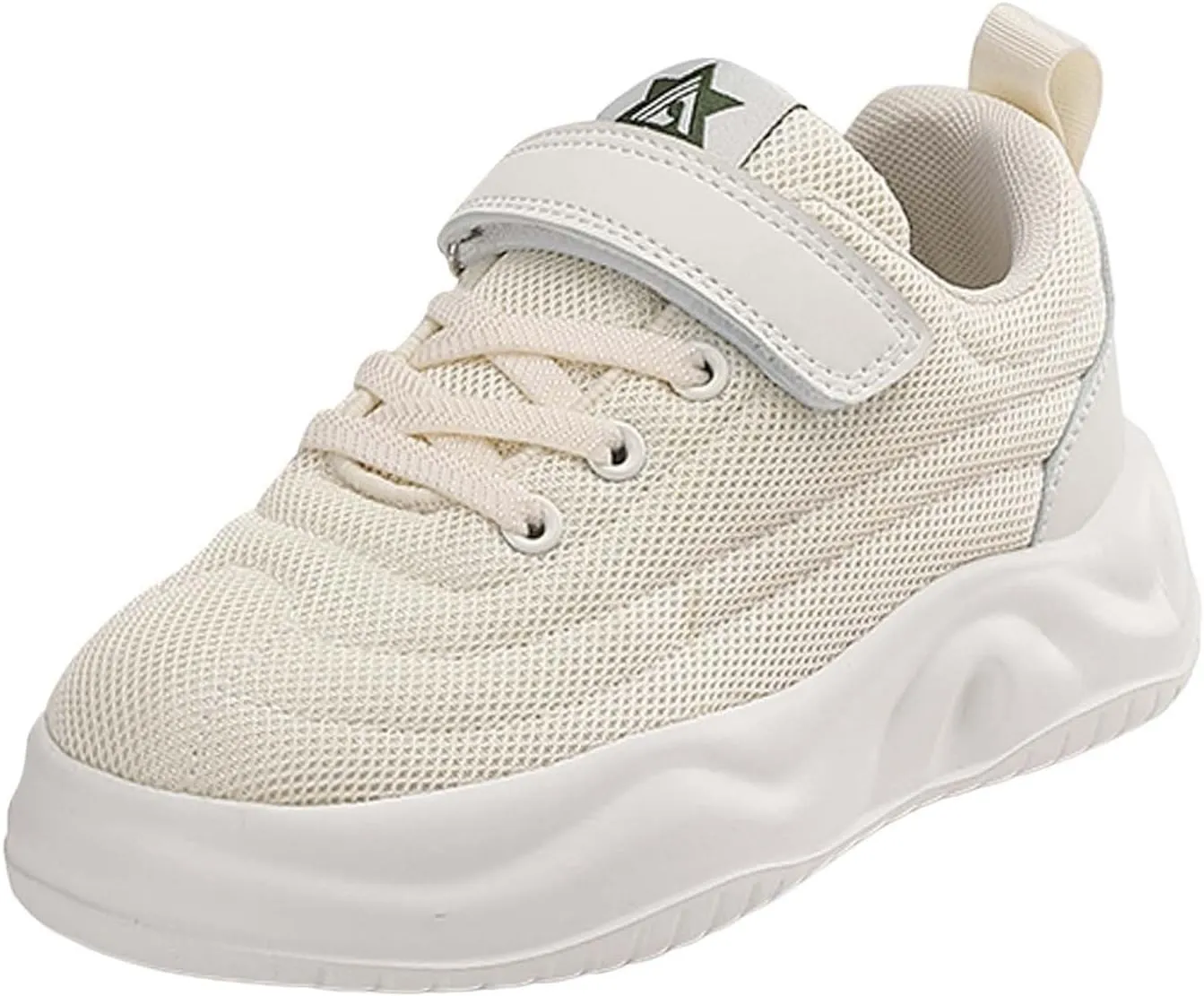 Sneakers for Girls Hook and Loop Lightweight Running Shoes Lace up Breathable Mesh Thick Sole Comfortable Sports Sneakers