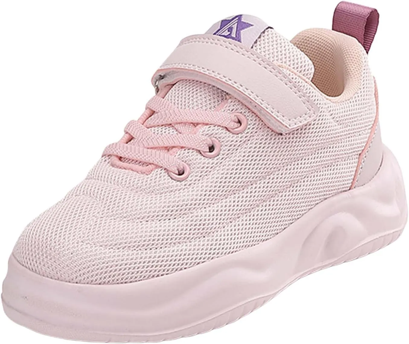 Sneakers for Girls Hook and Loop Lightweight Running Shoes Lace up Breathable Mesh Thick Sole Comfortable Sports Sneakers