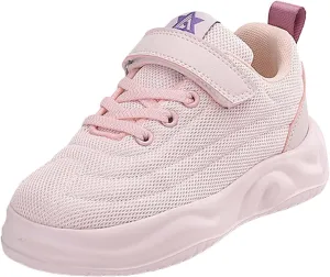 Sneakers for Girls Hook and Loop Lightweight Running Shoes Lace up Breathable Mesh Thick Sole Comfortable Sports Sneakers
