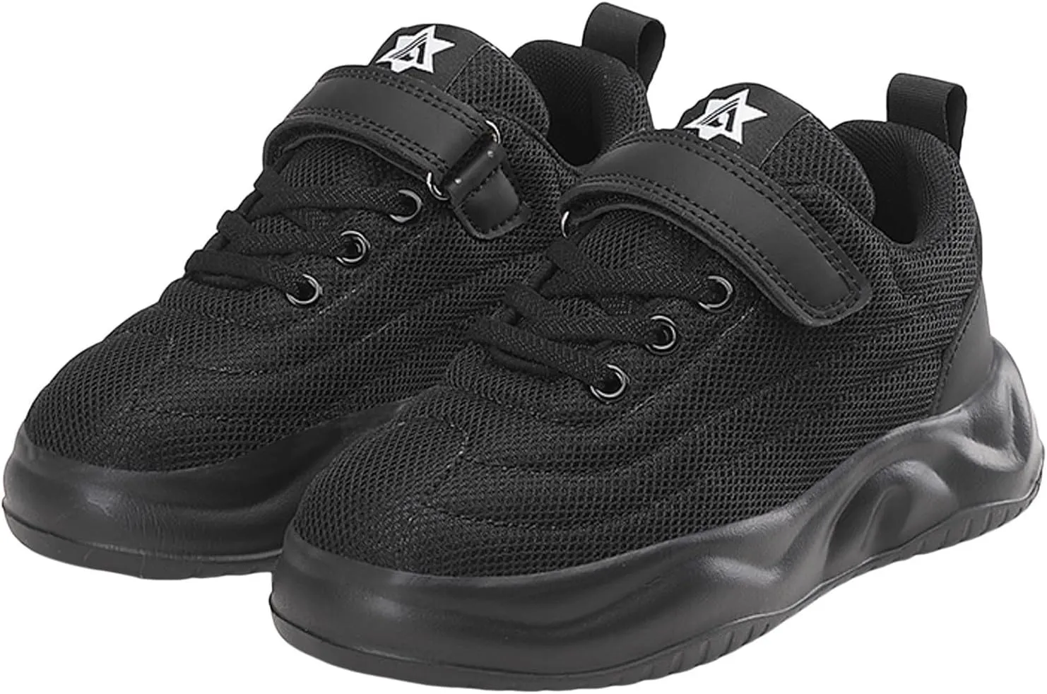 Sneakers for Girls Hook and Loop Lightweight Running Shoes Lace up Breathable Mesh Thick Sole Comfortable Sports Sneakers