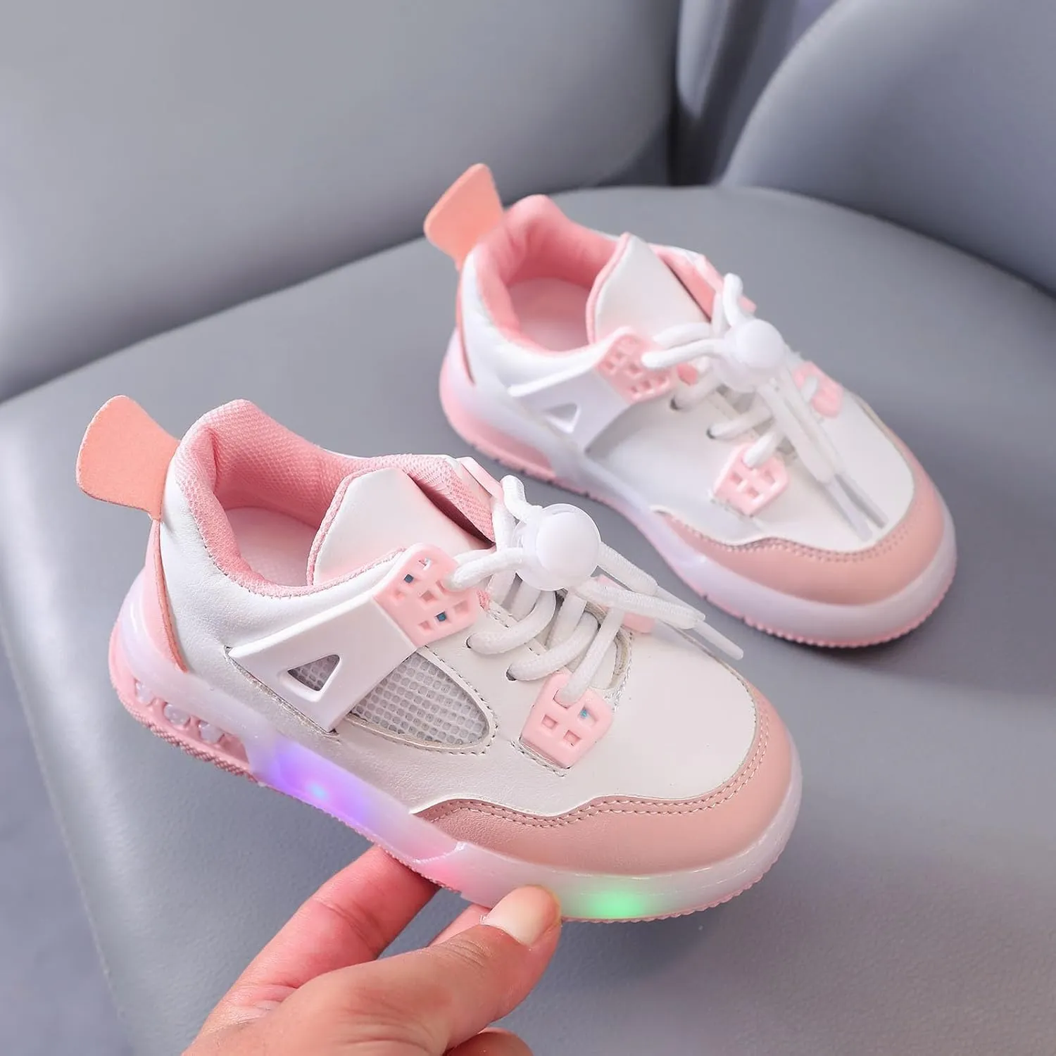 Sneakers for Girls Kids Glowing Lightweight Comfortable Sports Running Shoes Night Glitter Lace Up Outdoor Walking Sneakers