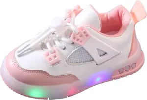 Sneakers for Girls Kids Glowing Lightweight Comfortable Sports Running Shoes Night Glitter Lace Up Outdoor Walking Sneakers