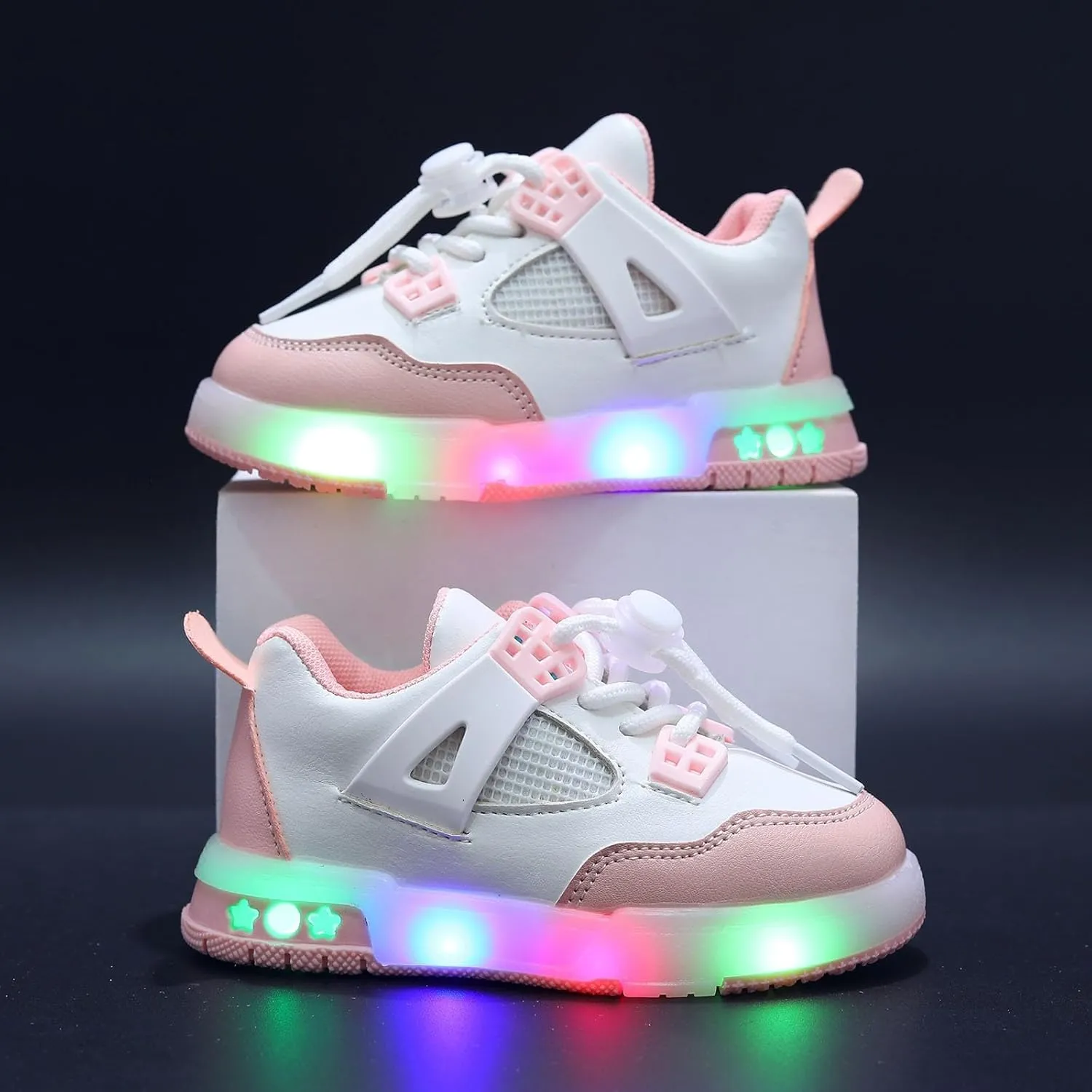 Sneakers for Girls Kids Glowing Lightweight Comfortable Sports Running Shoes Night Glitter Lace Up Outdoor Walking Sneakers