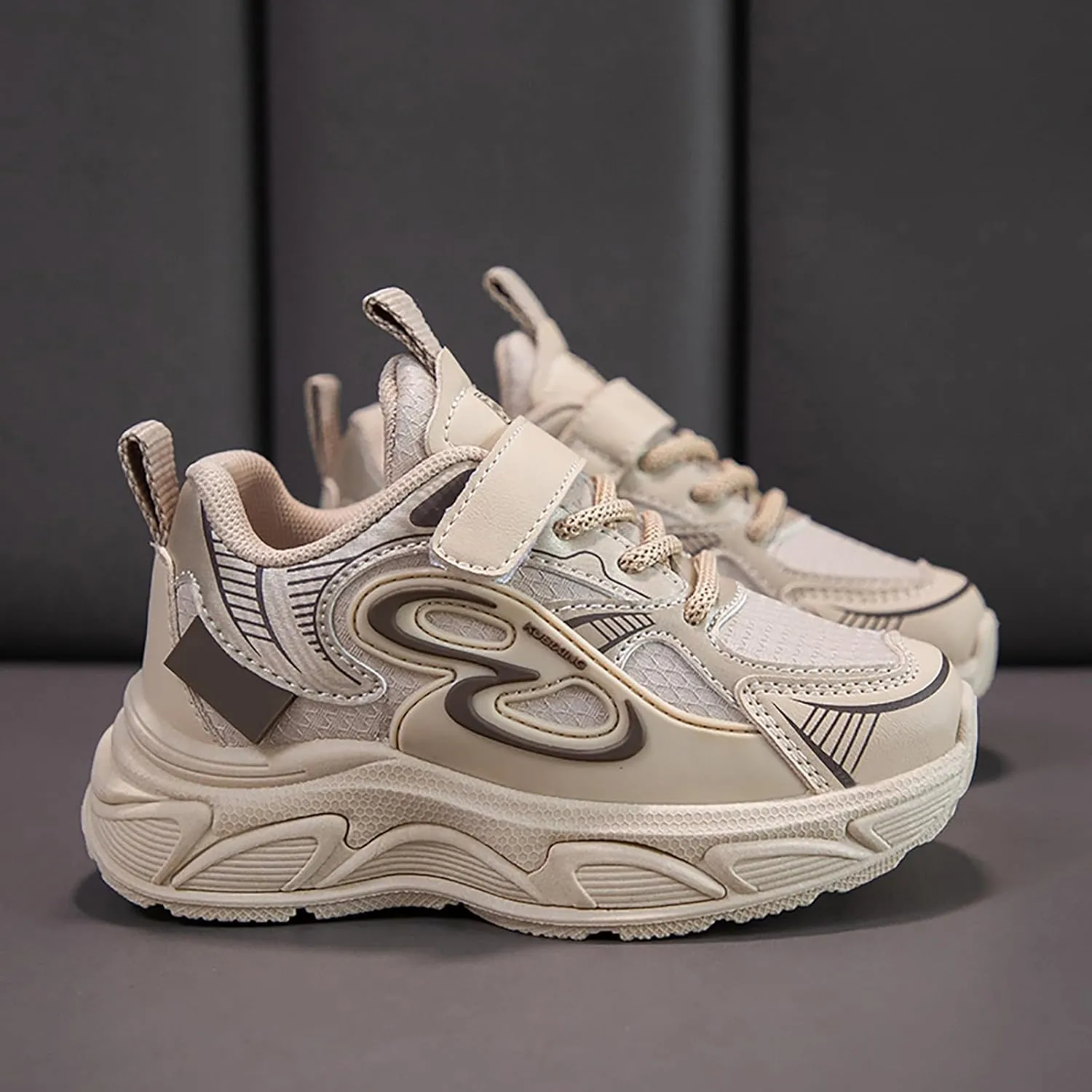 Sneakers for Girls Lace Up Running Shoes Kids Breathable Casual Shoes with Loop and Hook Lightweight Walking Sneaker