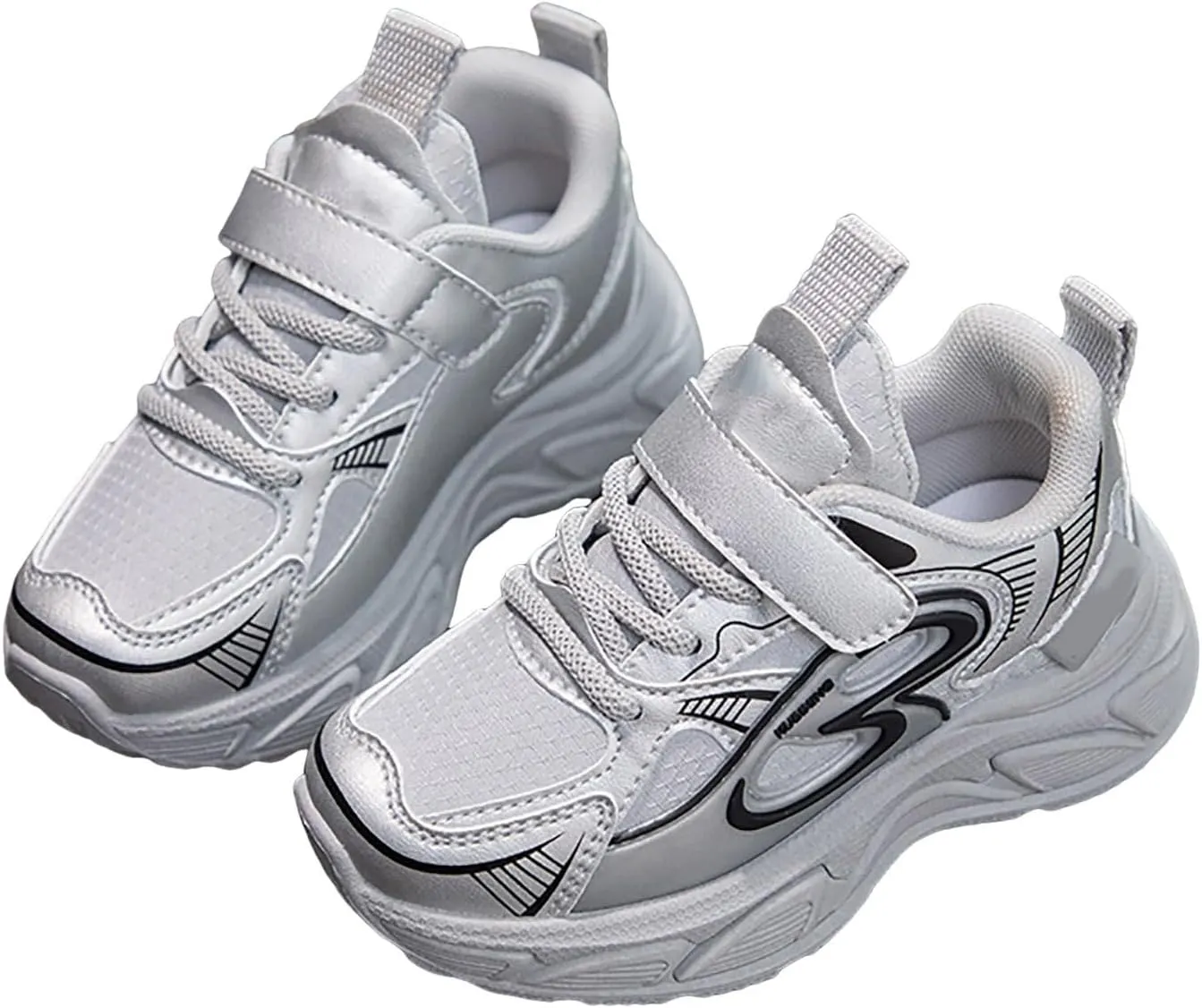 Sneakers for Girls Lace Up Running Shoes Kids Breathable Casual Shoes with Loop and Hook Lightweight Walking Sneaker