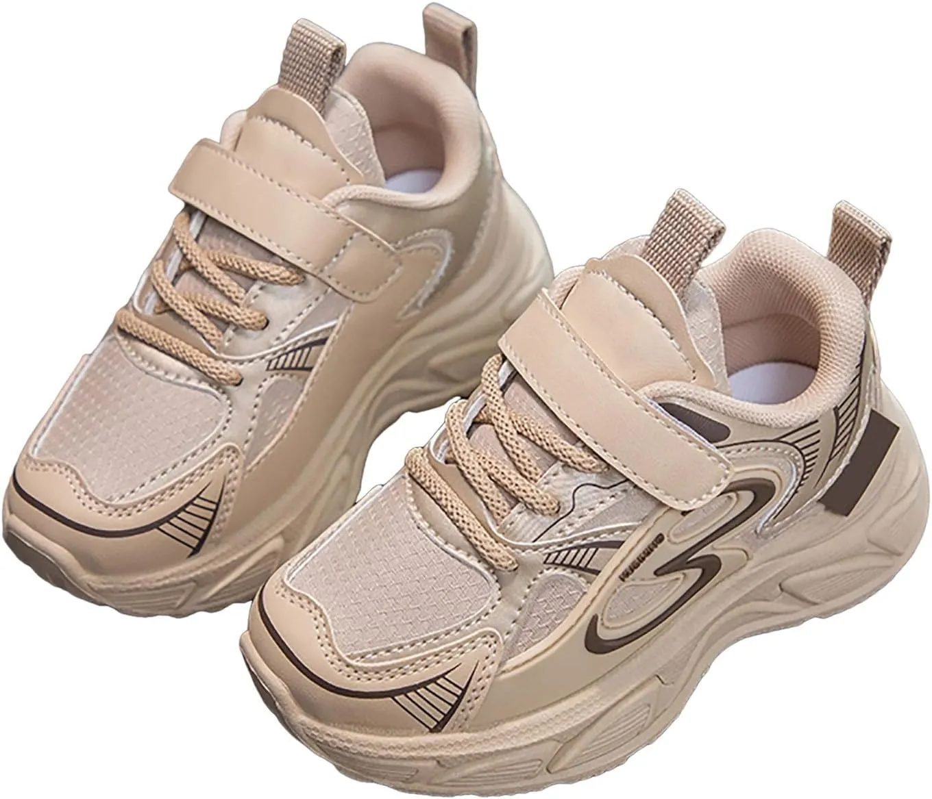 Sneakers for Girls Lace Up Running Shoes Kids Breathable Casual Shoes with Loop and Hook Lightweight Walking Sneaker