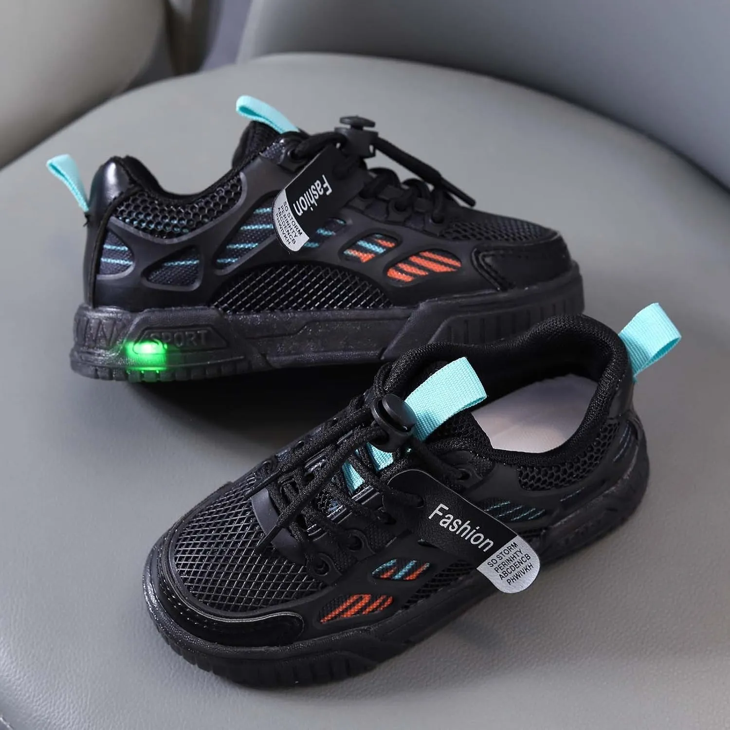 Sneakers for Girls LED Flashing Flat Sports Running Shoes Lace Up Lightweight Breathable Mesh Walking Sneakers for Kids