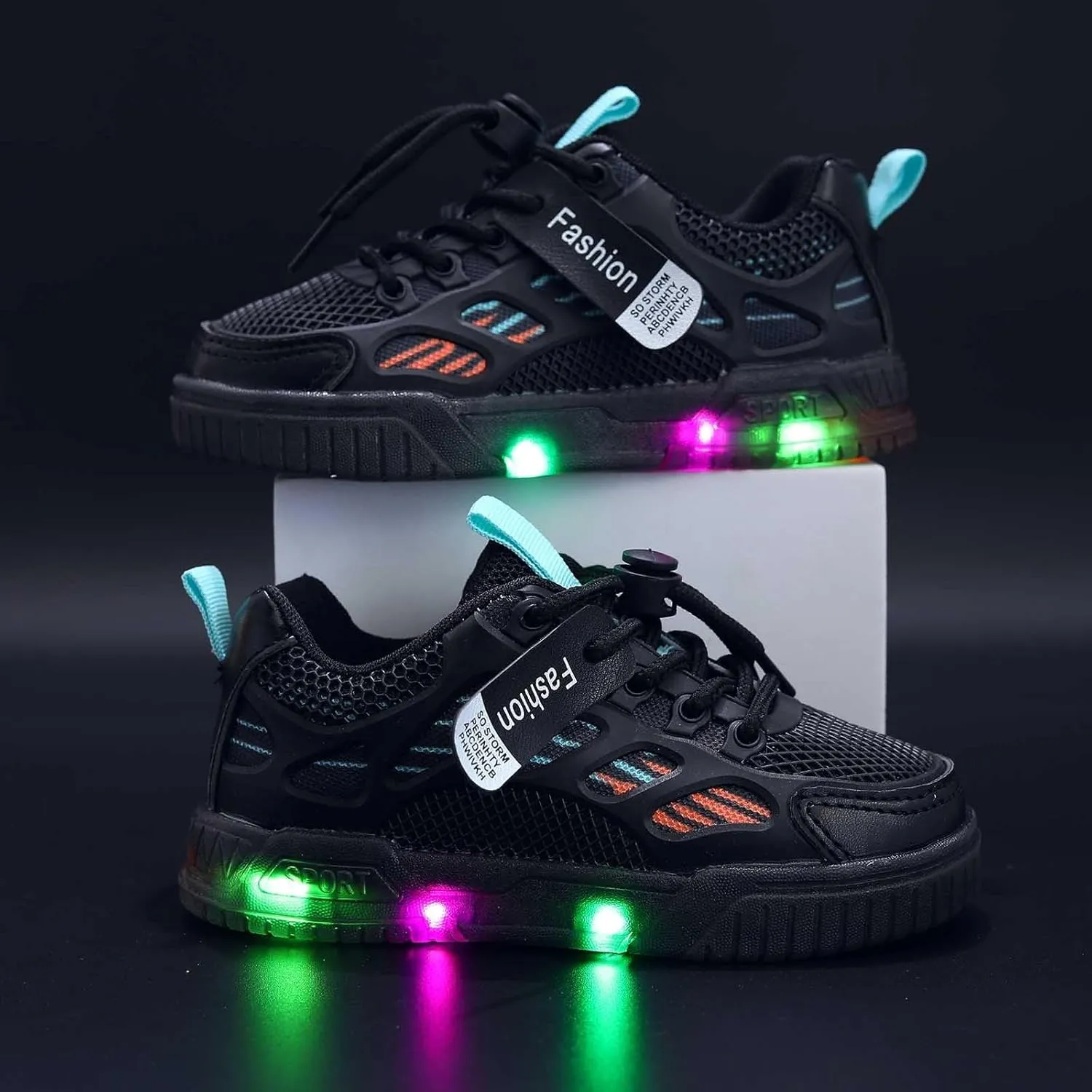 Sneakers for Girls LED Flashing Flat Sports Running Shoes Lace Up Lightweight Breathable Mesh Walking Sneakers for Kids