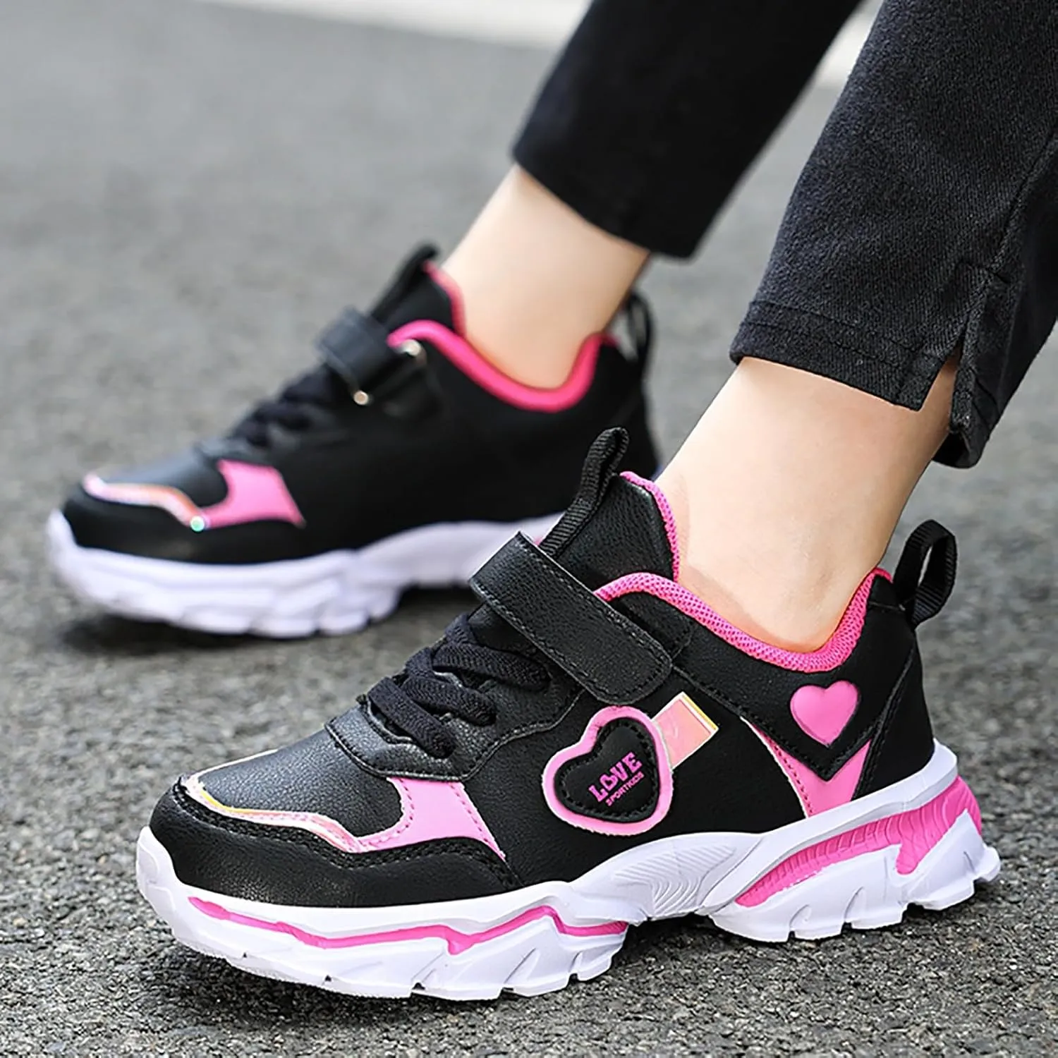 Sneakers for Girls Tennis Running Shoes for Kids Athletic Sports Gym Lightweight Casual Walking Wide School Sneakers