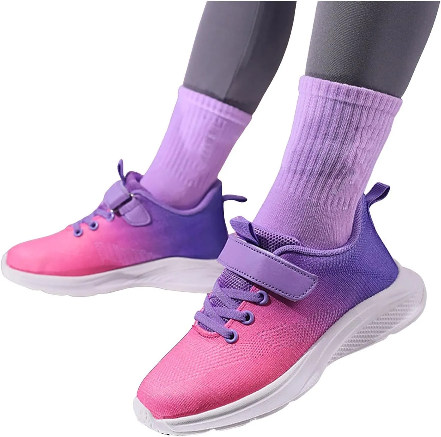 Sneakers for Girls Tennis Running Shoes for Kids with Hook and Loop Athletic Sports Gym Lightweight Casual Walking Sneakers