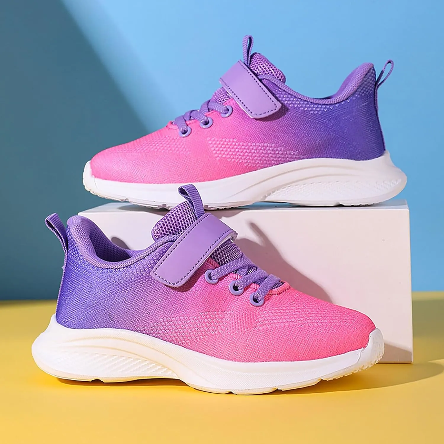 Sneakers for Girls Tennis Running Shoes for Kids with Hook and Loop Athletic Sports Gym Lightweight Casual Walking Sneakers