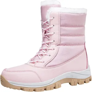 Snow Boots Womens Waterproof, Winter Snow Boots Lightweight Warm Faux Fur Lined Mid-Calf Booties Casual Cold Weather Comfortable Furry Mid Calf Warm Booties