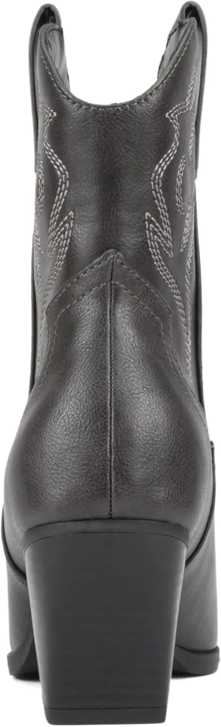 Soda BLAZING ~ Women Western Bootie Pointe Toe with Low Heel (Wide Fit Available)