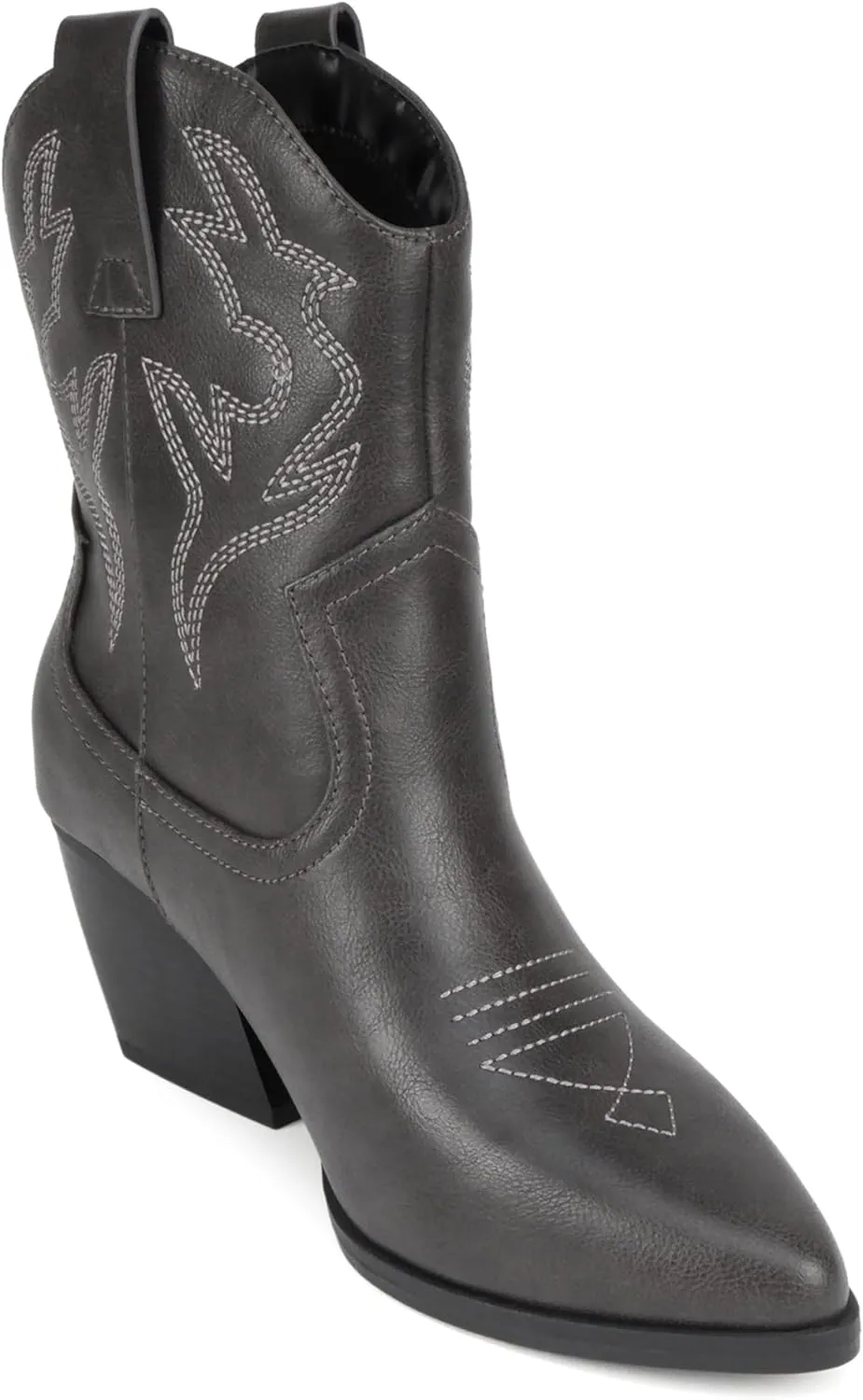 Soda BLAZING ~ Women Western Bootie Pointe Toe with Low Heel (Wide Fit Available)