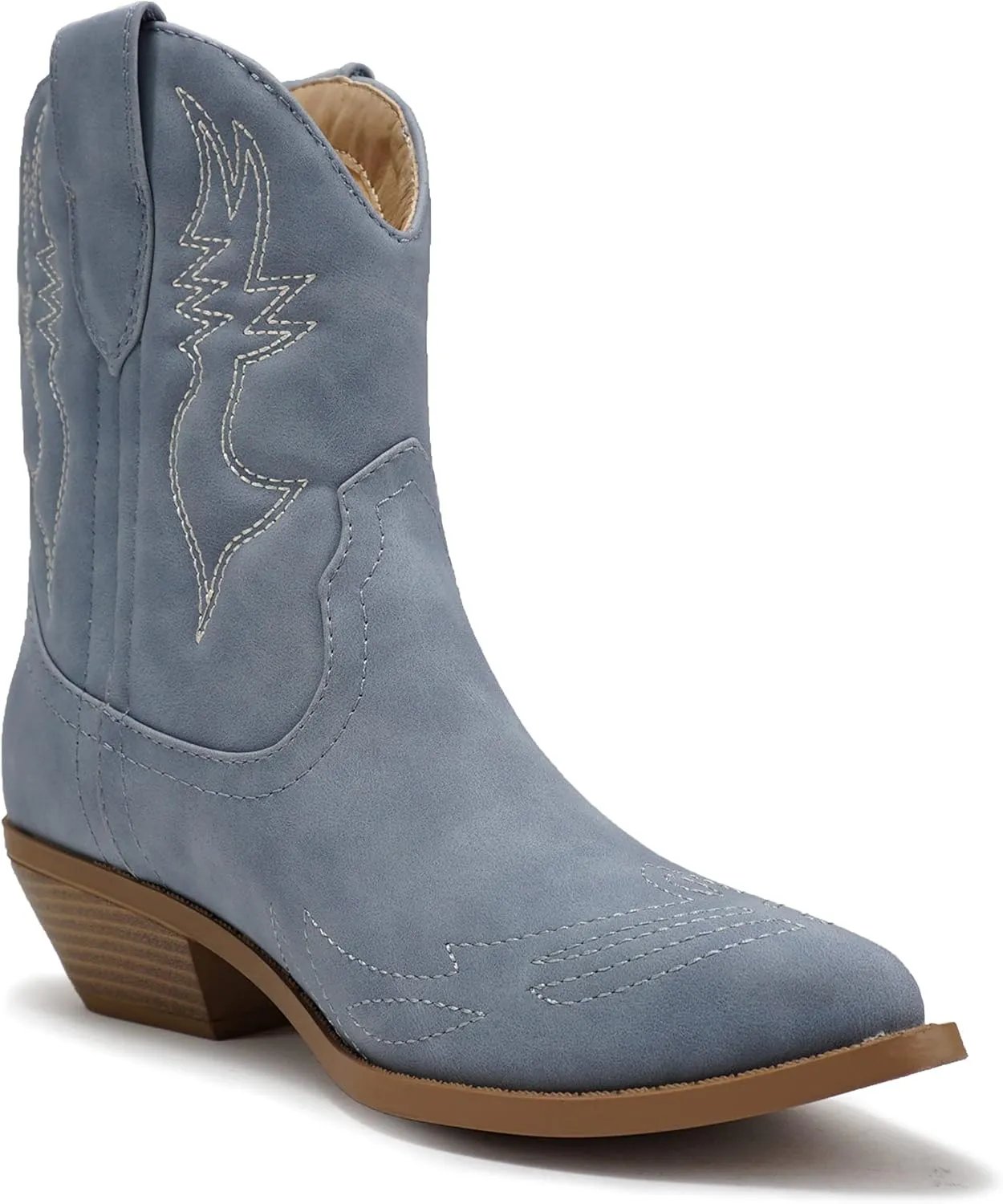 Soda Women Cowgirl Cowboy Western Stitched Ankle Boots Pointed Toe Short Booties Rigging-S (Wide Fit Available)