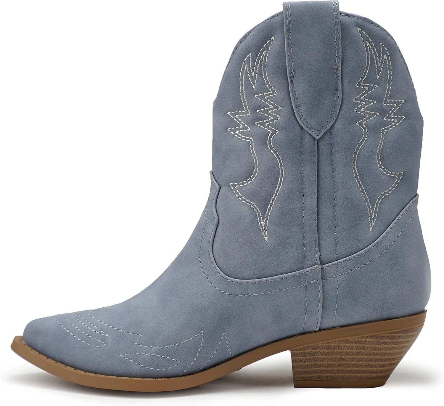Soda Women Cowgirl Cowboy Western Stitched Ankle Boots Pointed Toe Short Booties Rigging-S (Wide Fit Available)