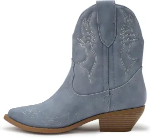 Soda Women Cowgirl Cowboy Western Stitched Ankle Boots Pointed Toe Short Booties Rigging-S (Wide Fit Available)
