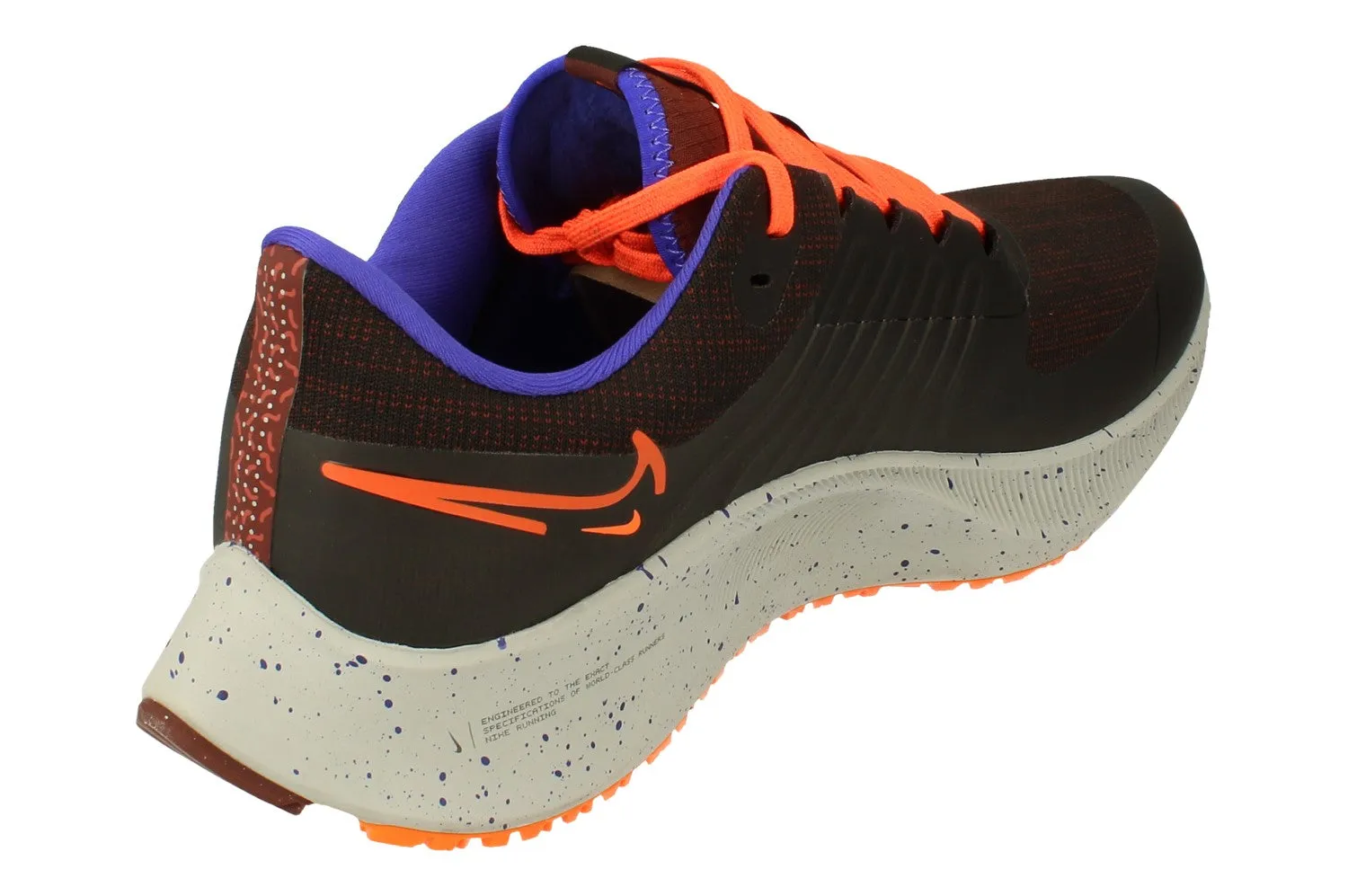 Nike Air Zoom Pegasus 38 Shield | Mens | Black Orange running on treadmill shoes